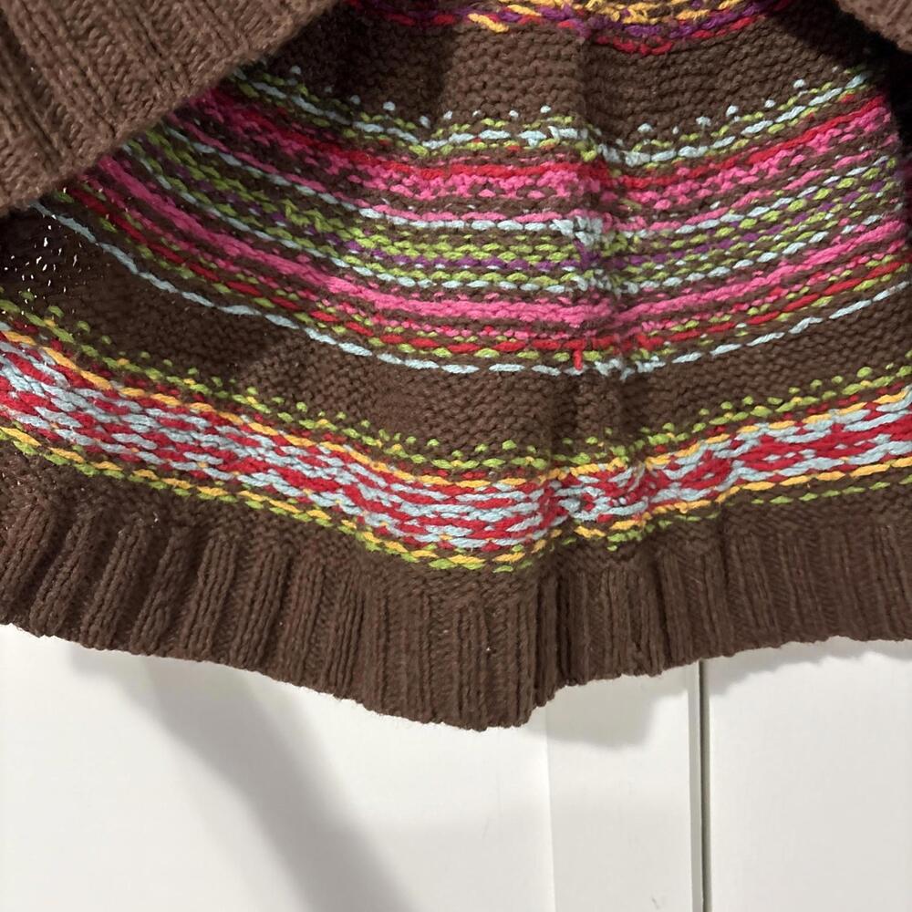 Hanna Anderson Lady’s Sweater Boho Hippy Y2K Heavy Brown With Pastels - Picture 5 of 9
